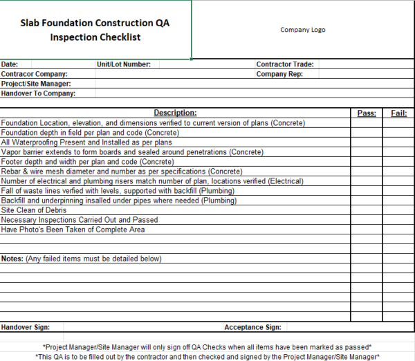 Slab & Foundation QA Template