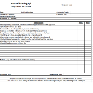 Internal Painting QA Inspection Checklist