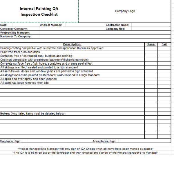 Internal Painting QA Inspection Checklist