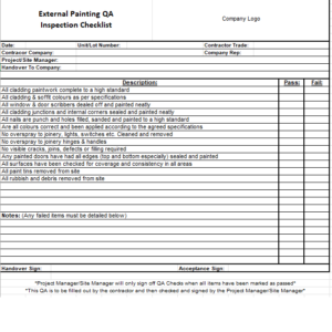 External Painting QA Inspection Checklist